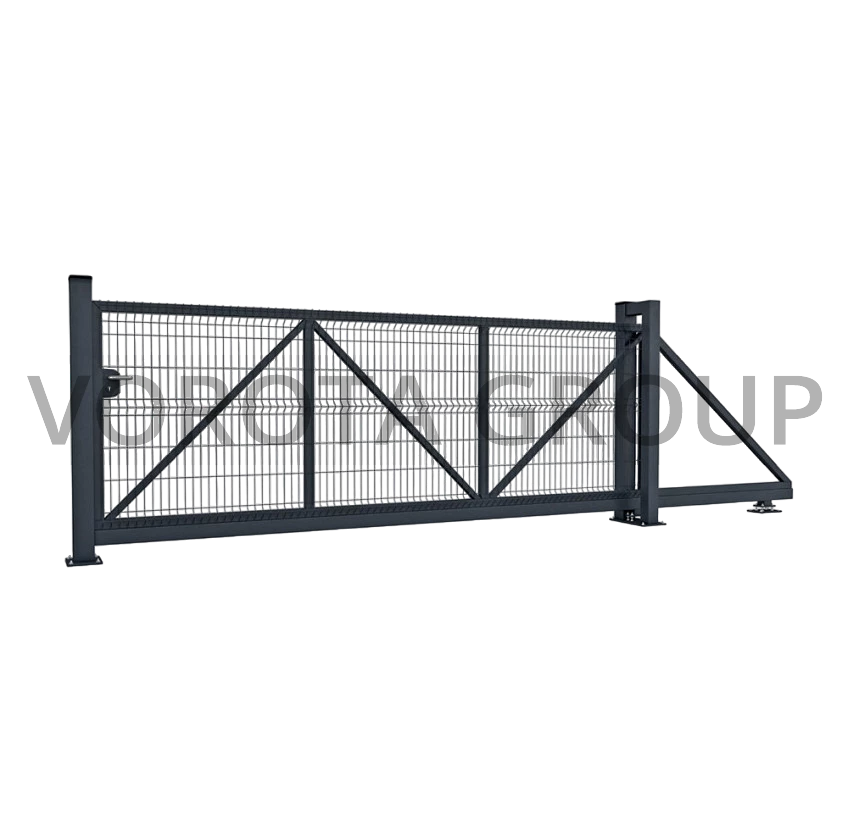 Автоматические откатные ворота Alutech цвета графит 3500x1900