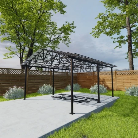 Двухскатный навес прозрачного цвета, сотовый поликарбонат 6500*14000