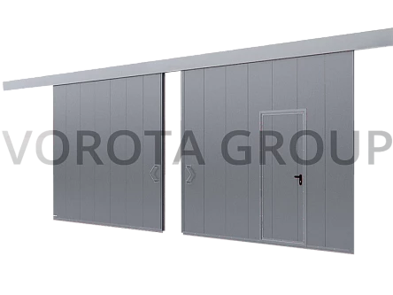Откатные противопожарные ворота серого цвета 4500x3000