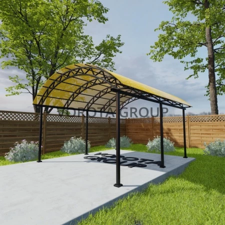 Арочный навес желтого цвета, монолитный поликарбонат 6500*8000